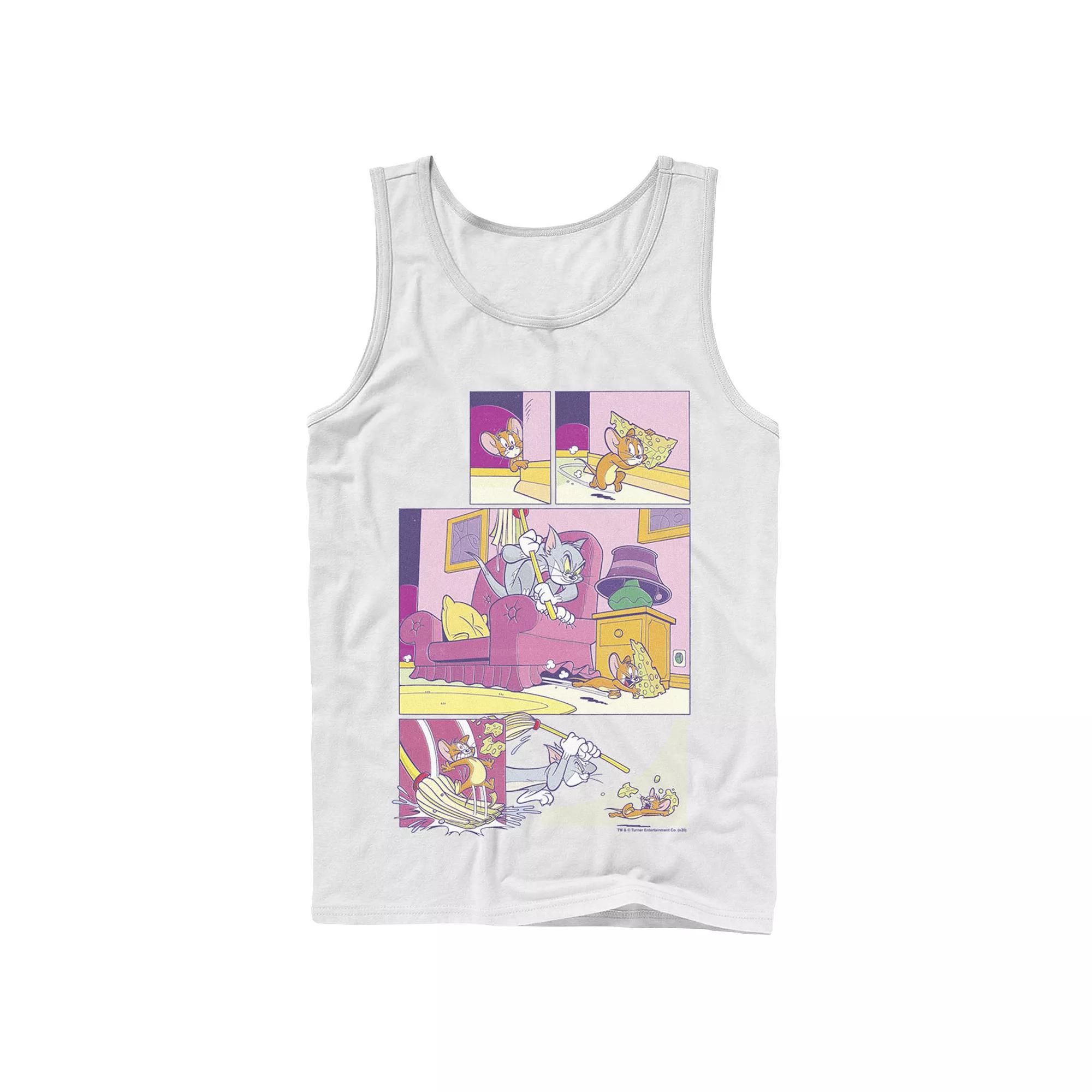 Men's Tom And Jerry Stealing Cheese Comic Panels Tank Top,  Product Image