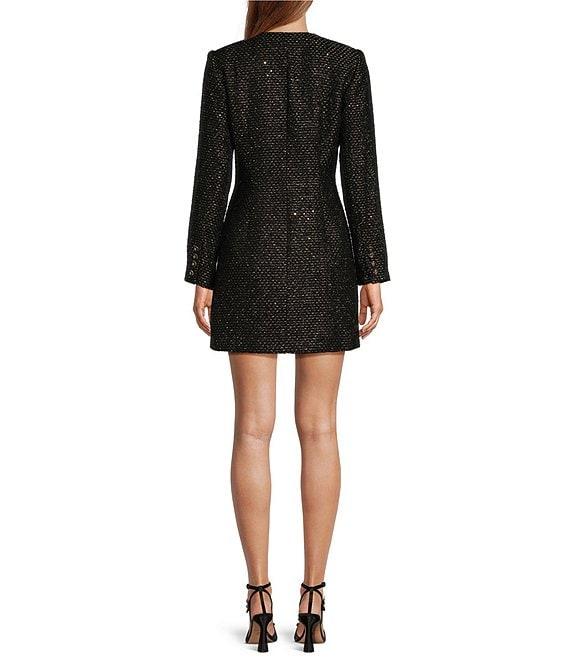 Antonio Melani Nikki Tweed V-Neck Long Sleeve Mini A-Line Dress Product Image