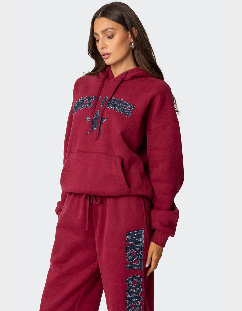 EDIKTED West Coast Hoodie - DK RED Product Image