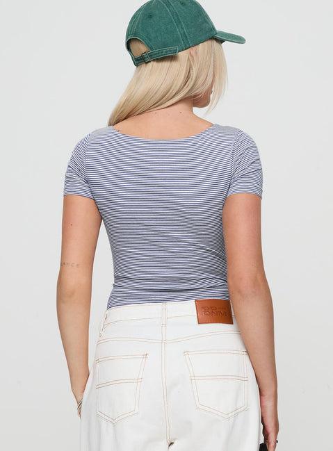 Brynne Bodysuit White / Navy Stripe Product Image