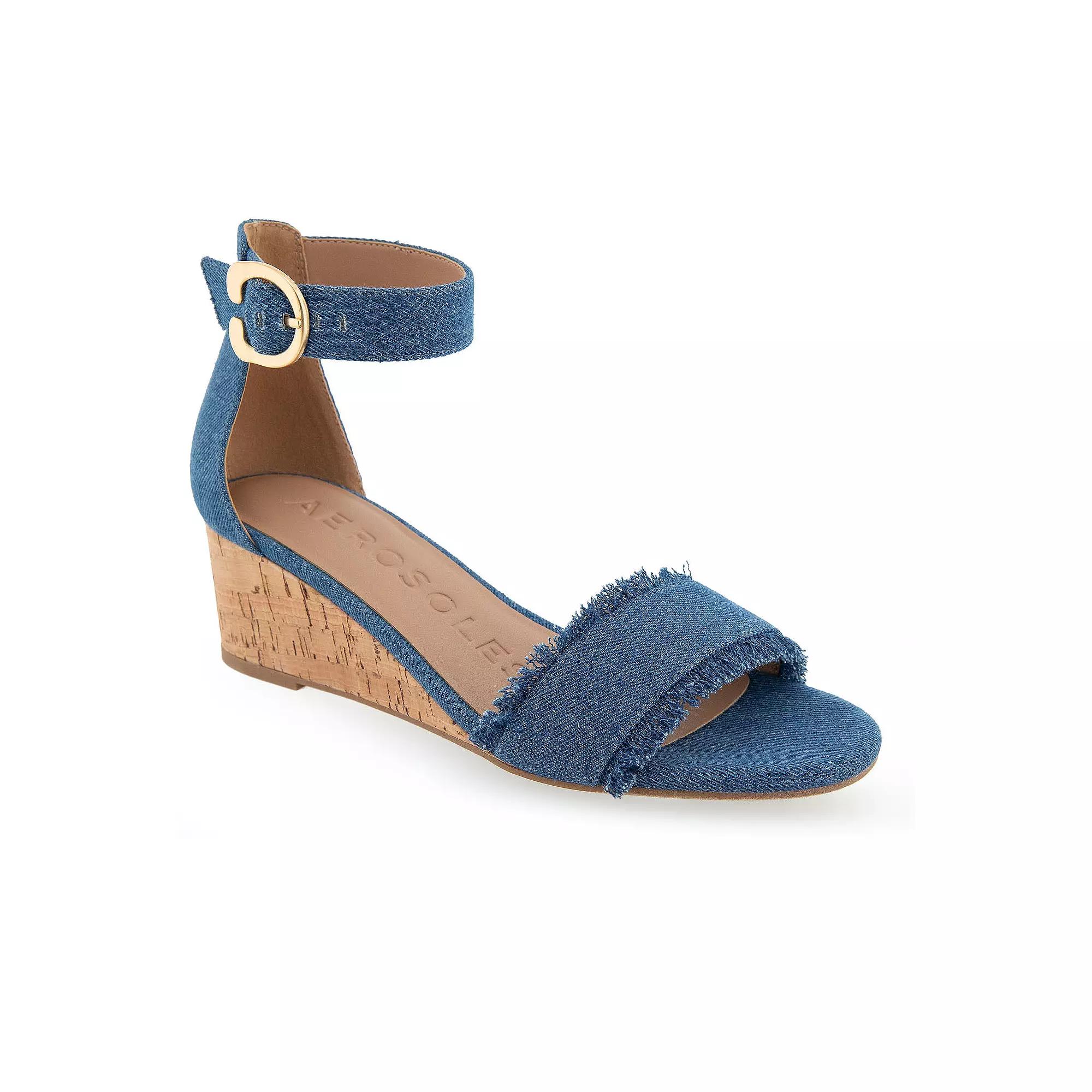 Aerosoles Willis Womens Wedge Dress Sandals Medium Blue Blue Product Image