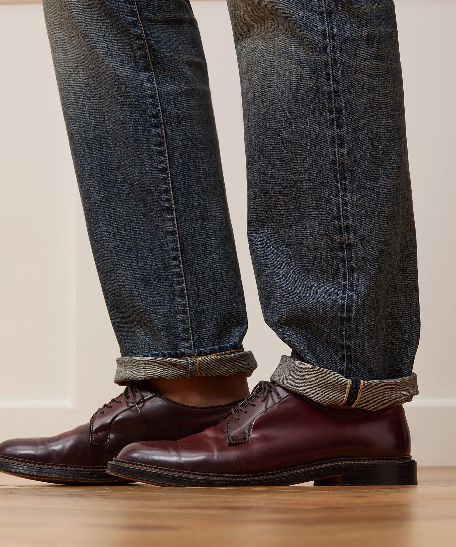 Straight Japanese Selvedge Stretch Jean in Worn Wash Product Image