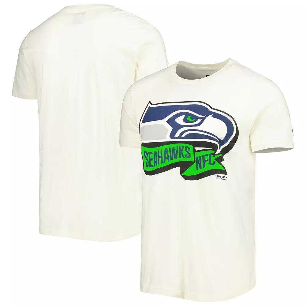 Men's New Era Cream Seattle Seahawks Sideline Chrome T-Shirt,  Product Image