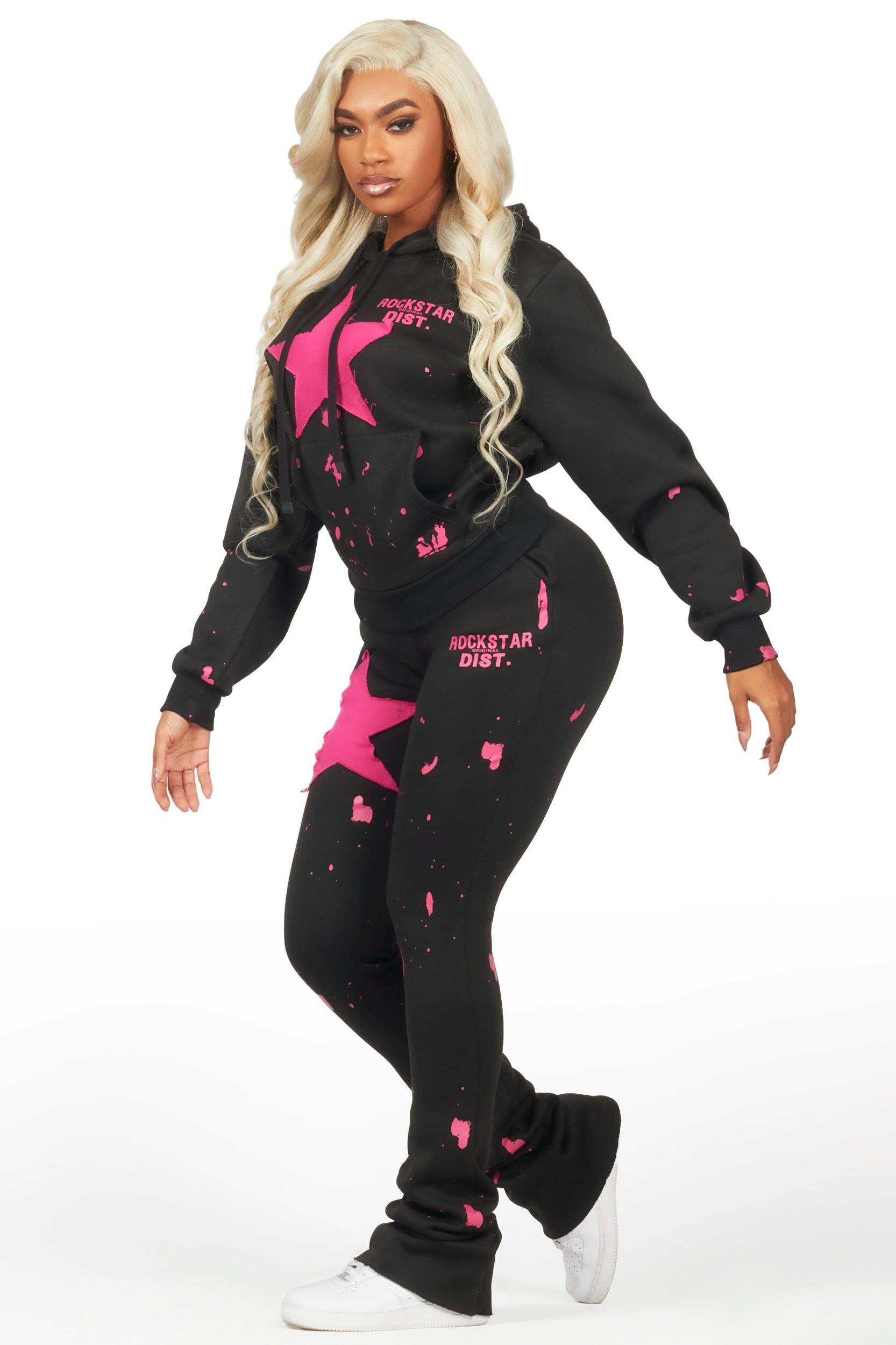 Aeriana Black/Pink Super Stacked Trackset Female Product Image