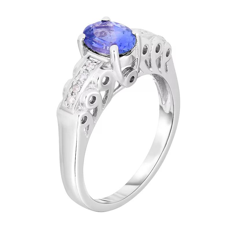 Sterling Silver Tanzanite & 1/10 Carat T.W. Diamond Ring, Women's, Size: 7 Product Image