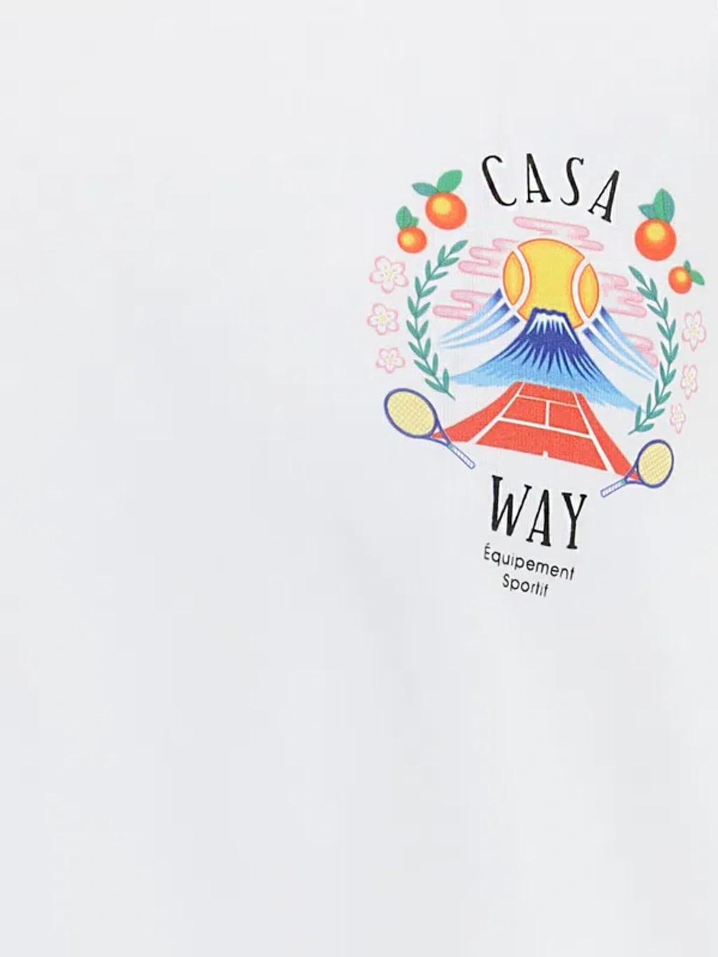 CASABLANCA T-shirt Girocollo Con Logo Sul Fronte In Cotone Bianca Uomo In Neutral Product Image