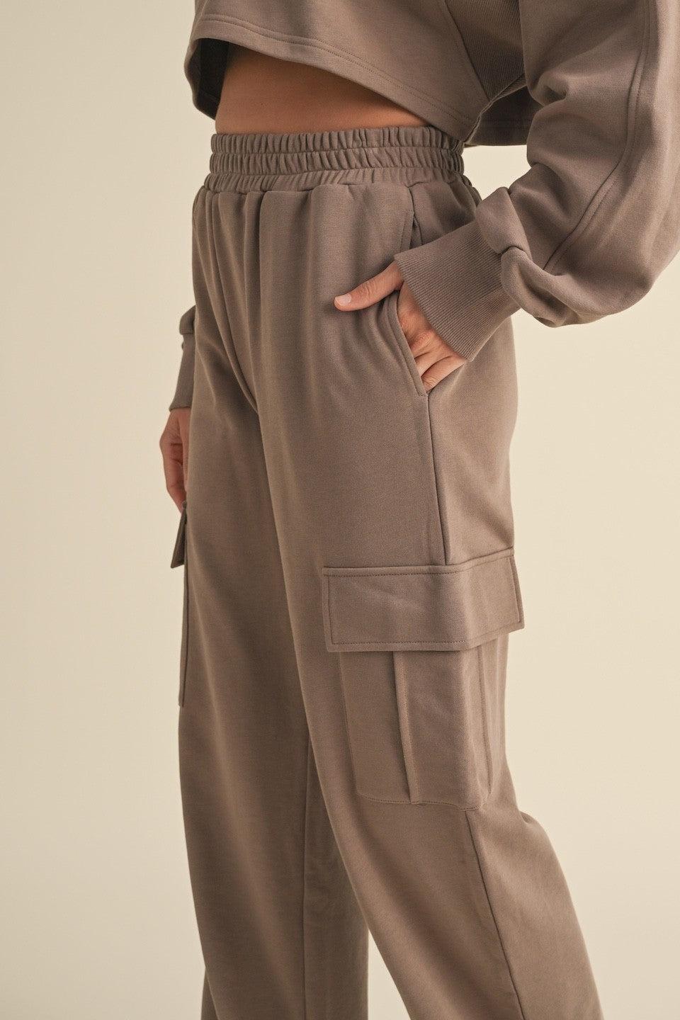 Oversized Crop Sweatshirt and Cargo Sweatpants Set Product Image