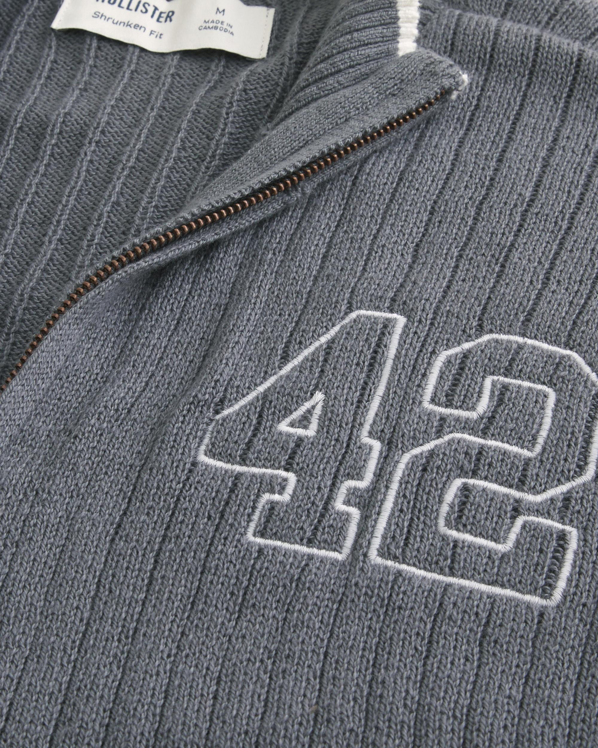 Shrunken Ribbed Zip-Up Sweater Product Image