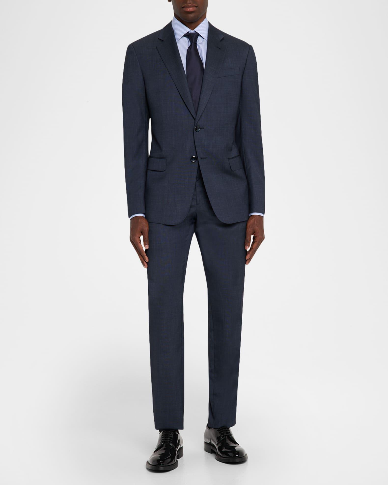 Men's Wool and Silk Chambray Two-Piece Suit Product Image