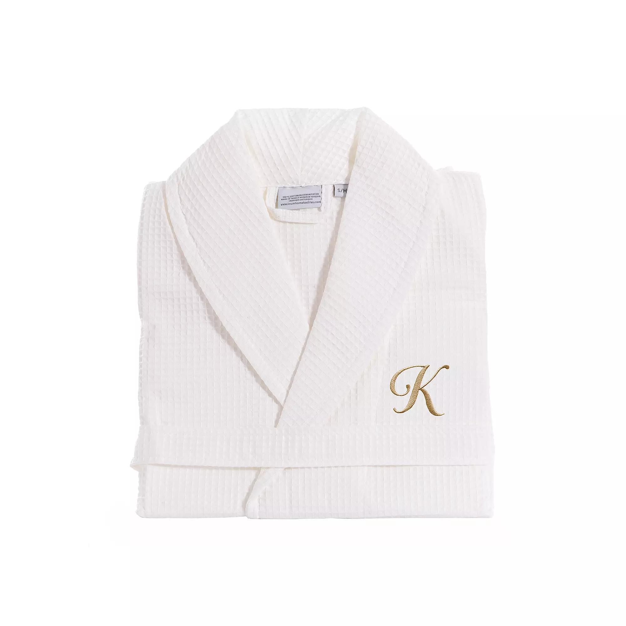 Linum Home Textiles Turkish Cotton Personalized Waffle Weave Bathrobe, Adult Unisex,  Product Image