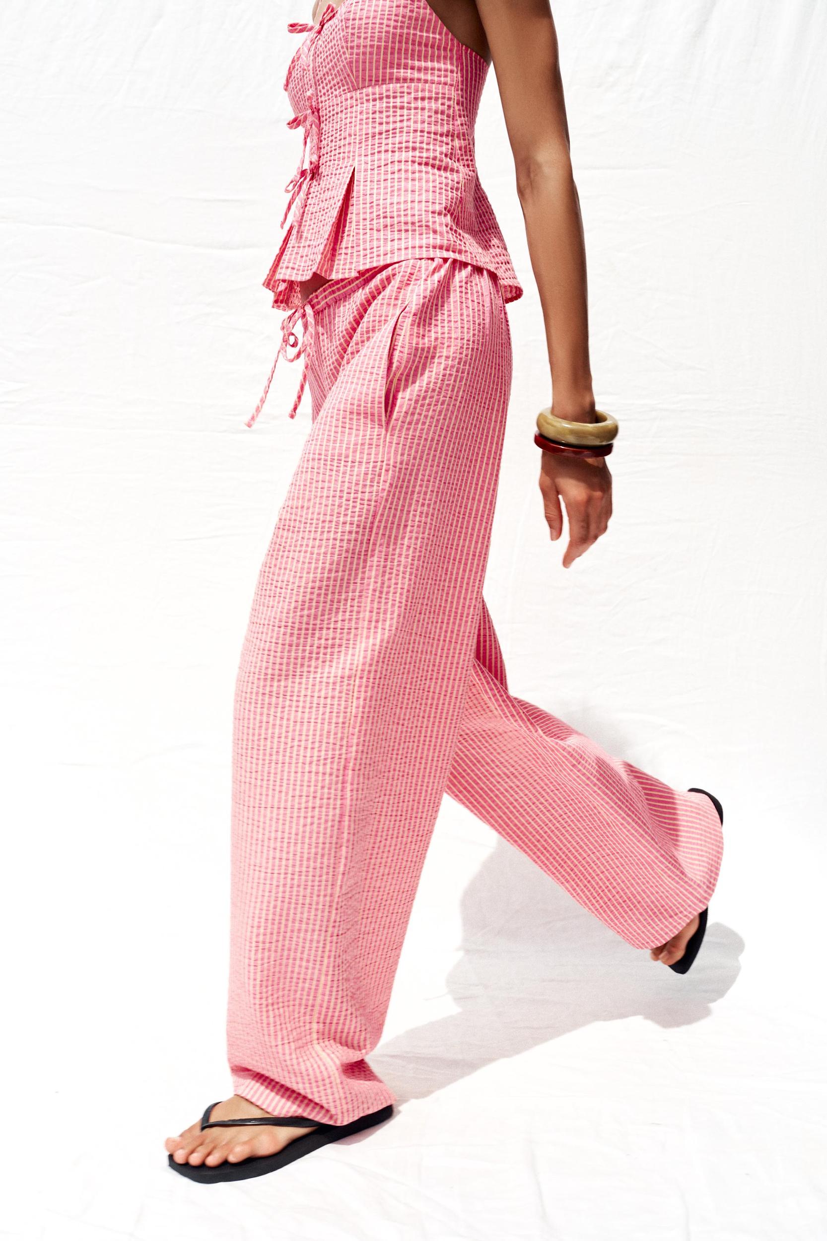 STRIPED WIDE LEG PANTS Product Image