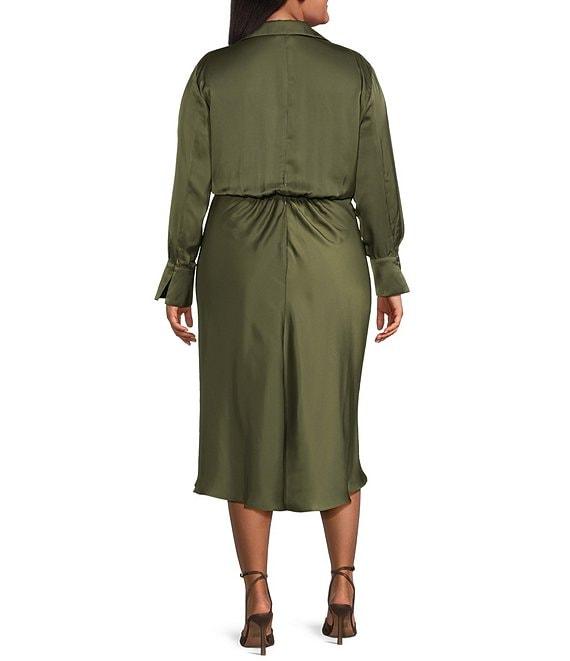 Lucy Paris Plus Size Paige Long Sleeve Satin Midi Dress Product Image