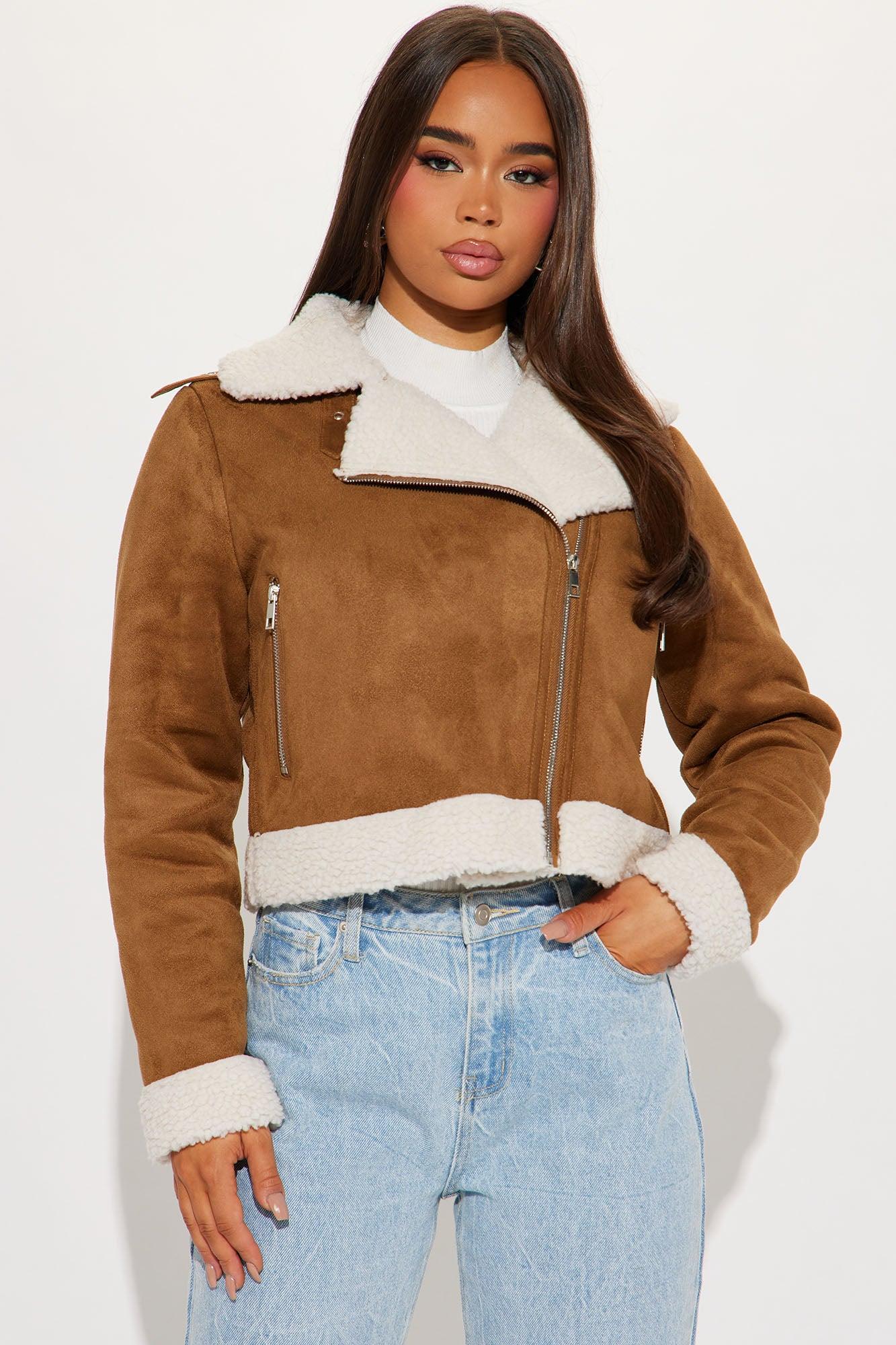Ready To Ride Shearling Moto Jacket - Camel Product Image
