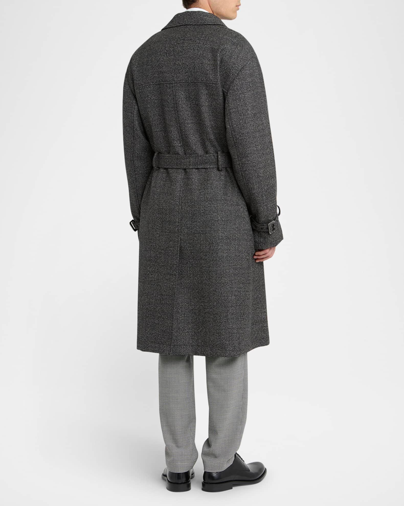 Men's Wool and Cotton Double-Breasted Trench Coat Product Image