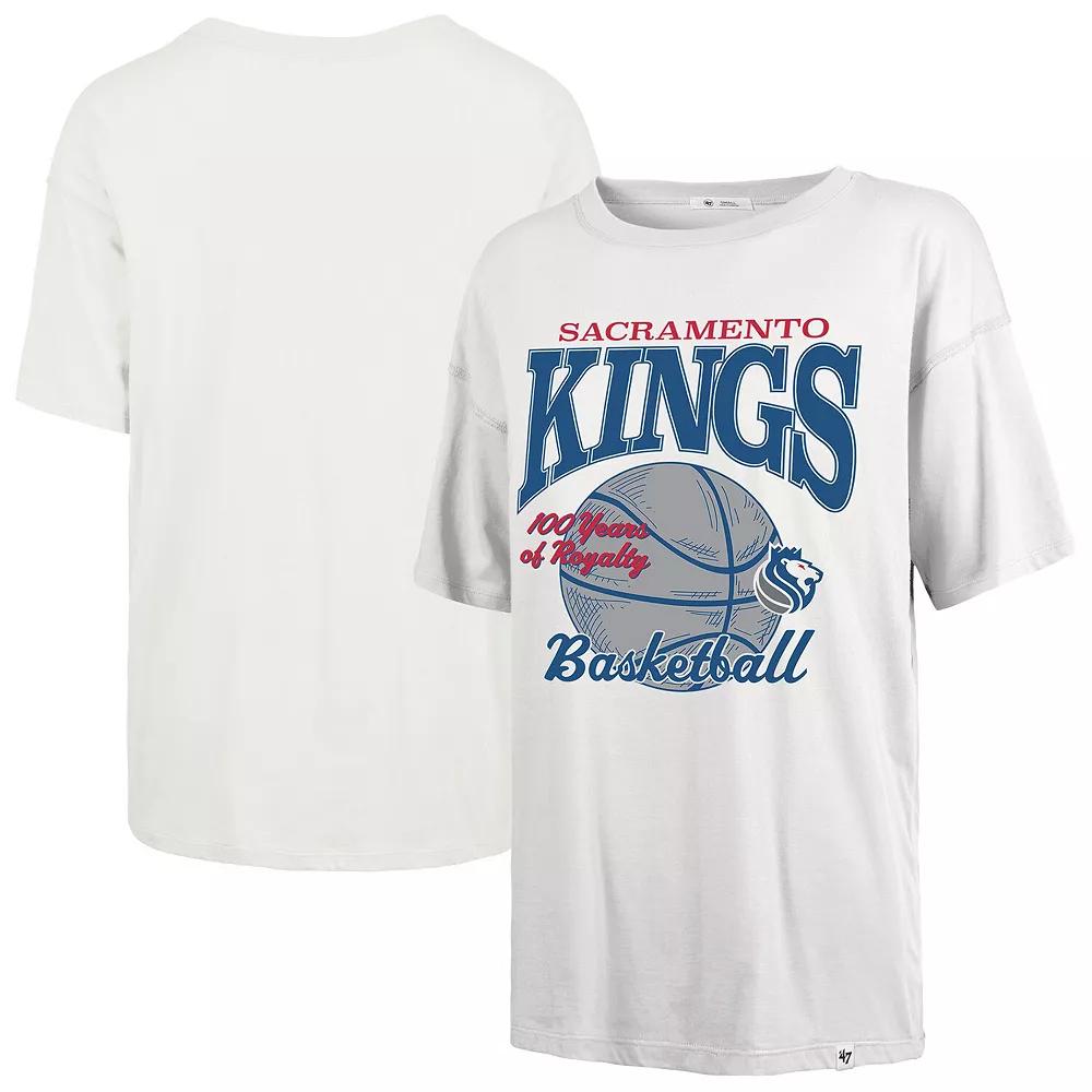 Women's '47  White Sacramento Kings City Edition Down Court Sadie T-Shirt, Size: Medium, Kng White Product Image