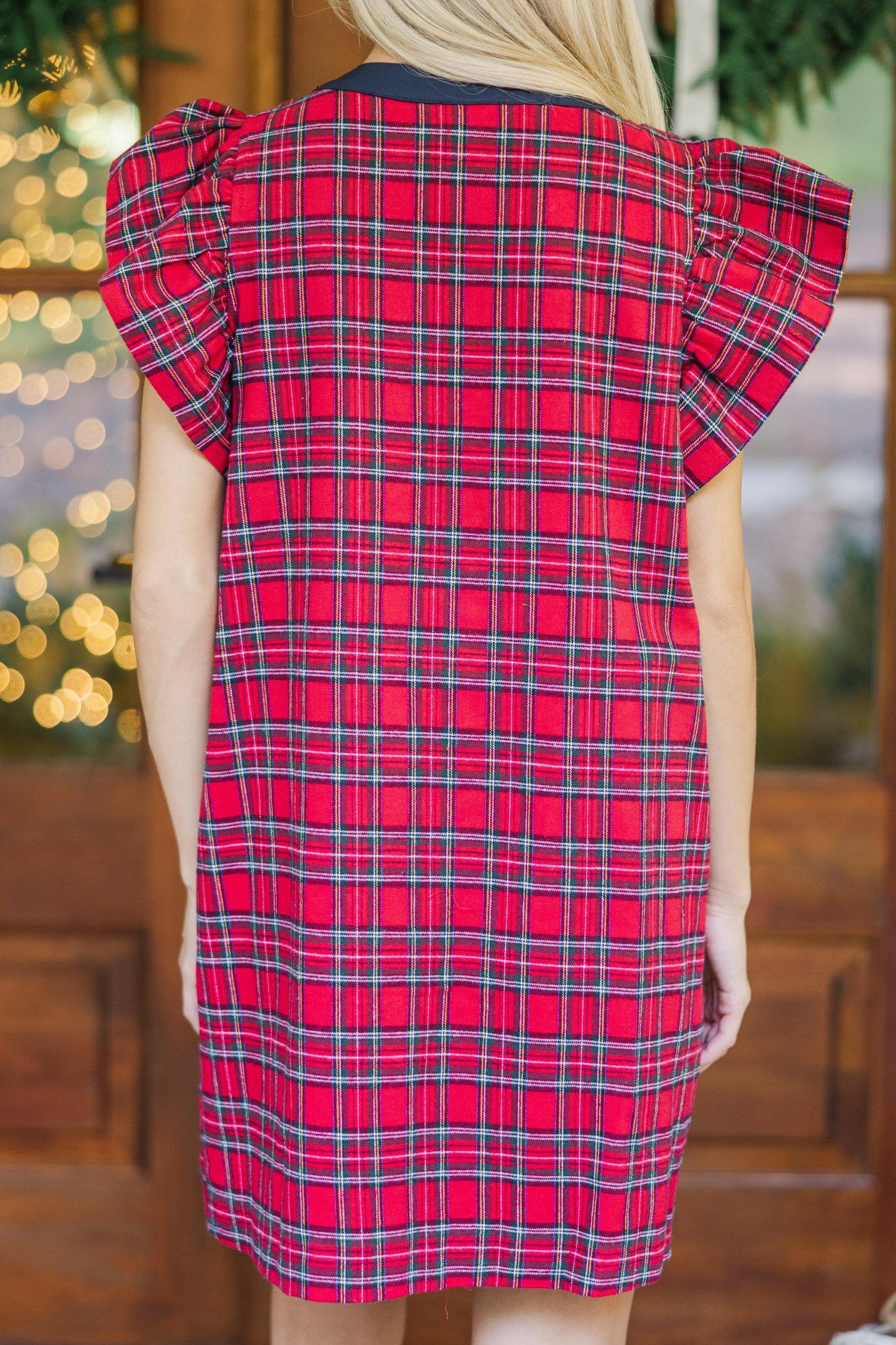 Easy To Find Red Plaid Dress Female Product Image