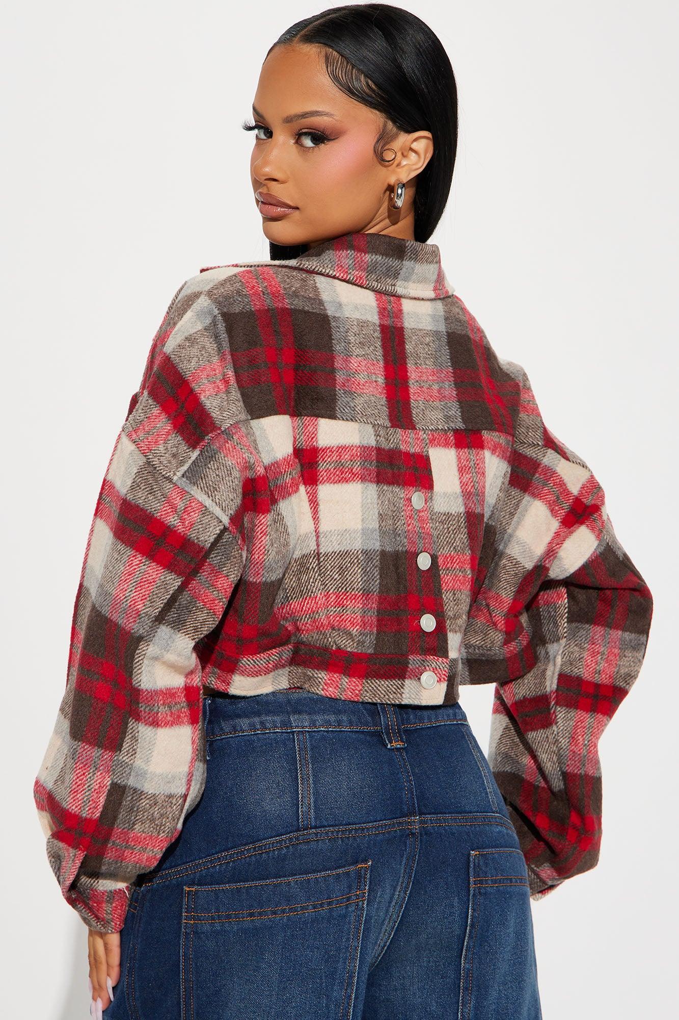 Getting Caught Up Plaid Jacket - Red/combo Product Image