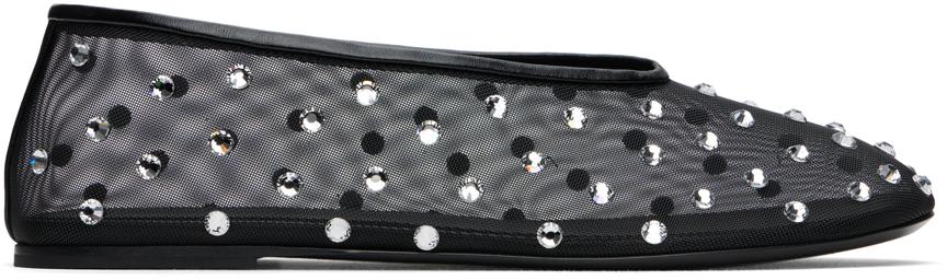 KHAITE Marcy Crystal-embellished Mesh Flats In Black Product Image