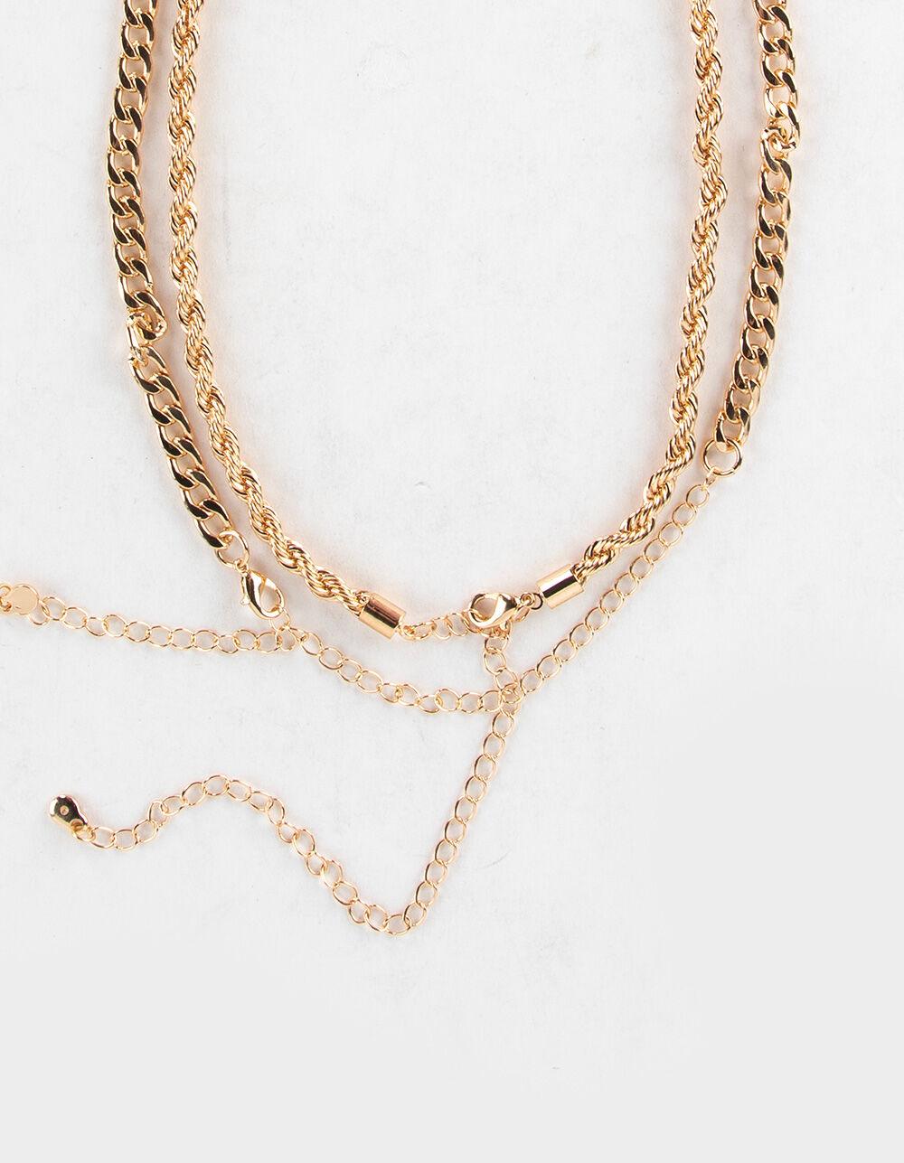 RSQ Layered Rope Curb Chain Necklace - GOLD Product Image