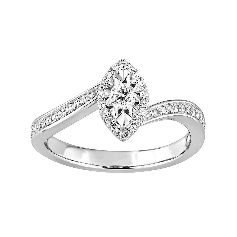 Stella Grace Sterling Silver 1/4 Carat T.W. Diamond Marquise Ring, Women's,  Product Image