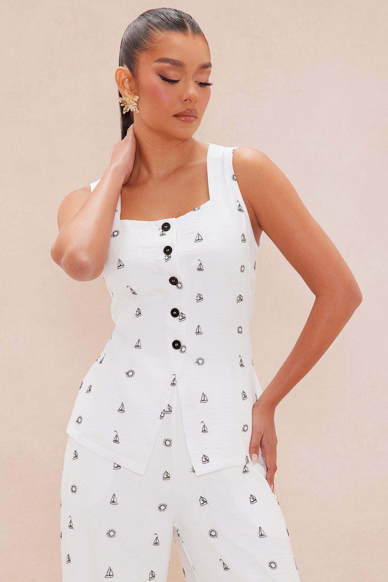 Sailing Away Pant Set - Off White/combo Product Image