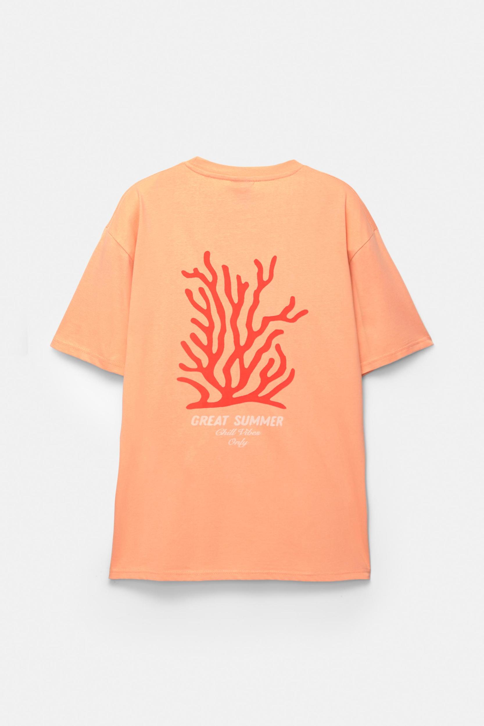 Orange T-shirt with pocket Product Image