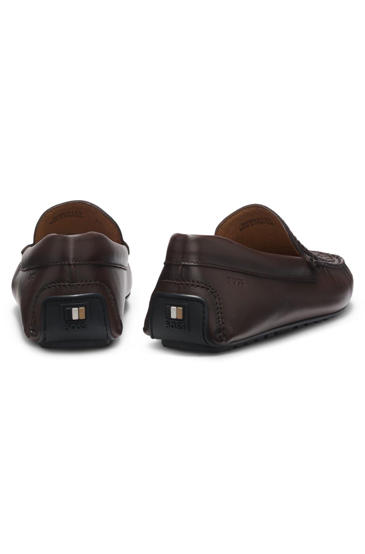 Leather moccasins with woven vamp Product Image