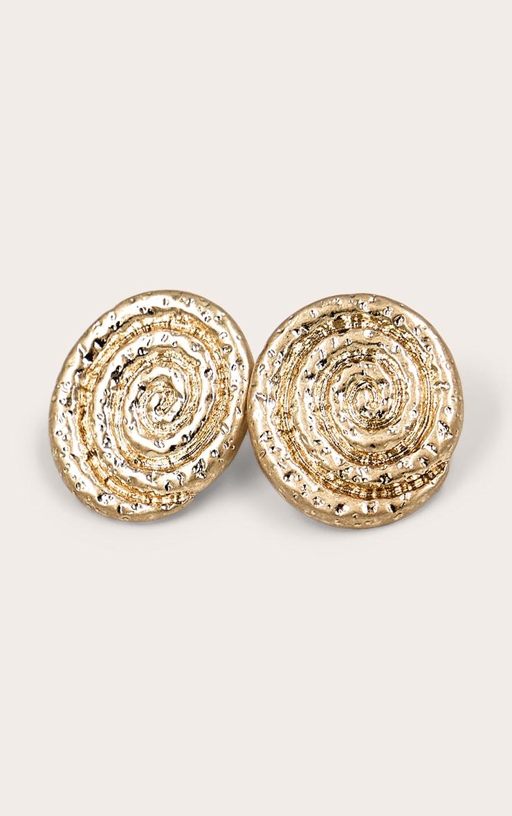 Gold Hammered Swirl Detail Chunky Earrings Product Image