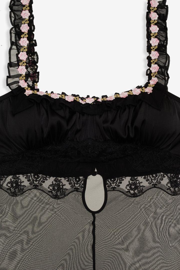 Gertrude Maxi Slip Dress — Black Product Image