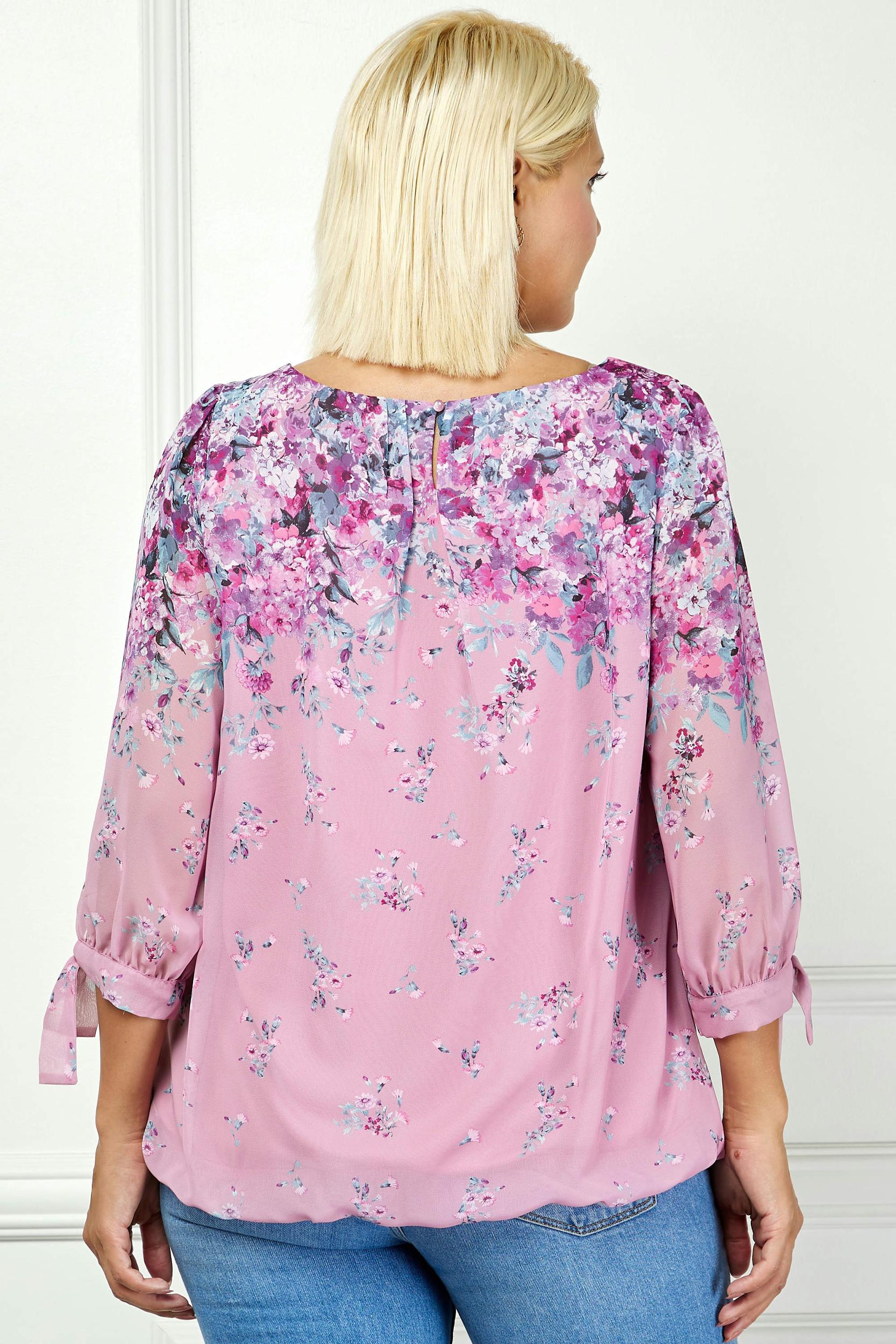 Long Sleeve Placement Print Bubble Blouse - Plus Product Image
