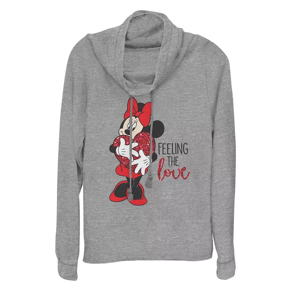 Disney's Minnie Mouse Feeling The Love Women's Cowlneck Graphic Lightweight Long Sleeve,  Product Image