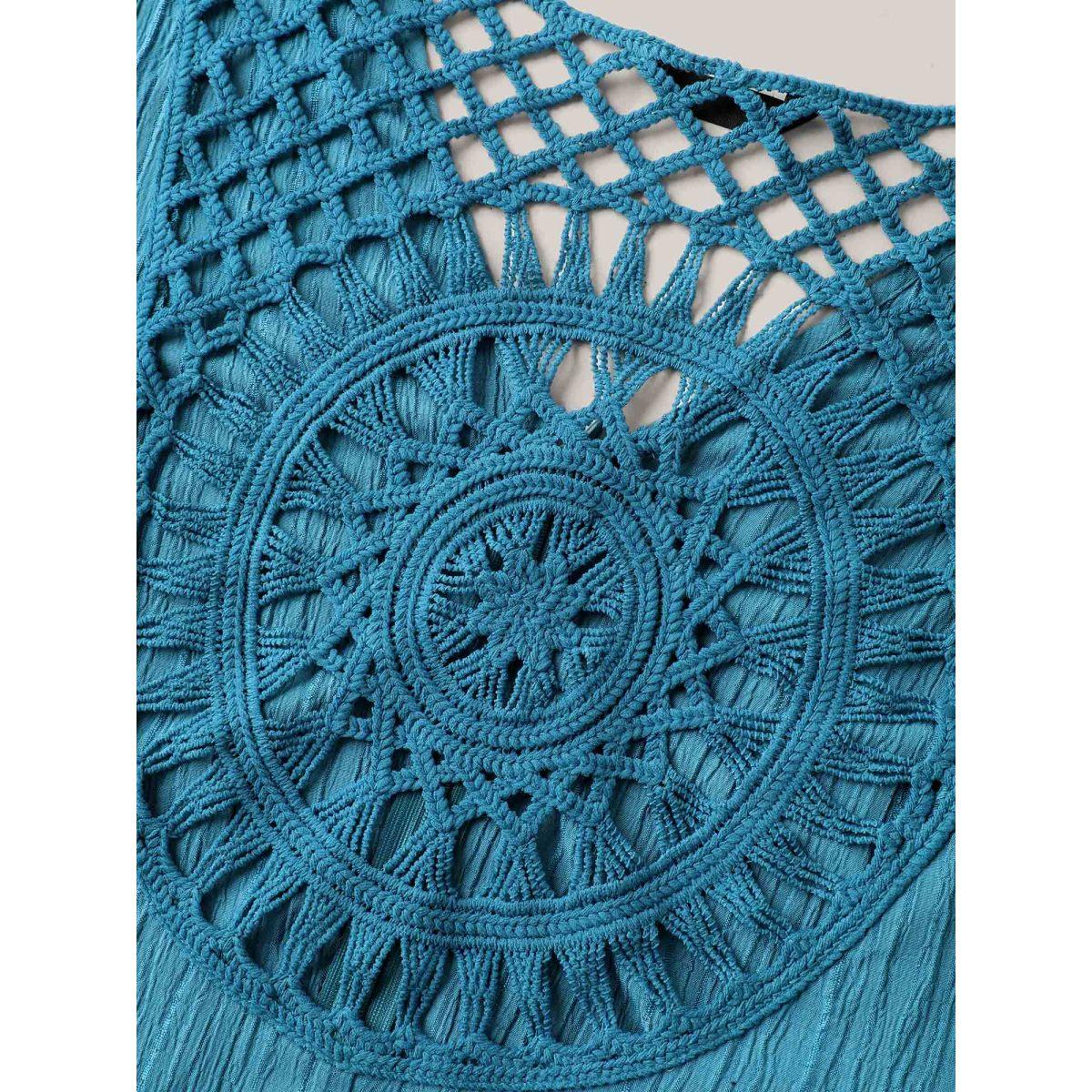 Plus Size Cerulean Back Cut-Out Textured Jumpsuit Women Boho Sleeveless V-neck Vacation Loose Jumpsuits BloomChic 26/4X Product Image