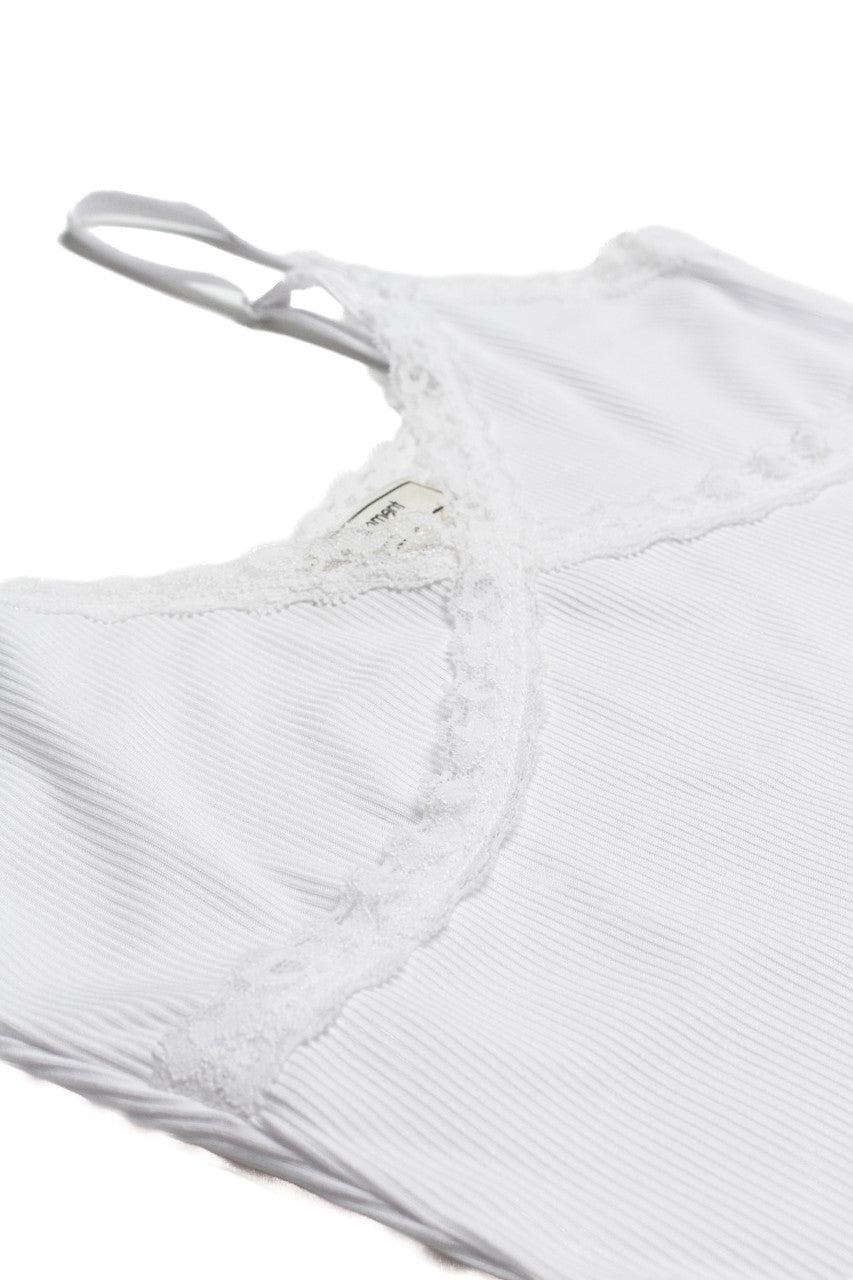 White V Neck Lace Trim Cami Product Image