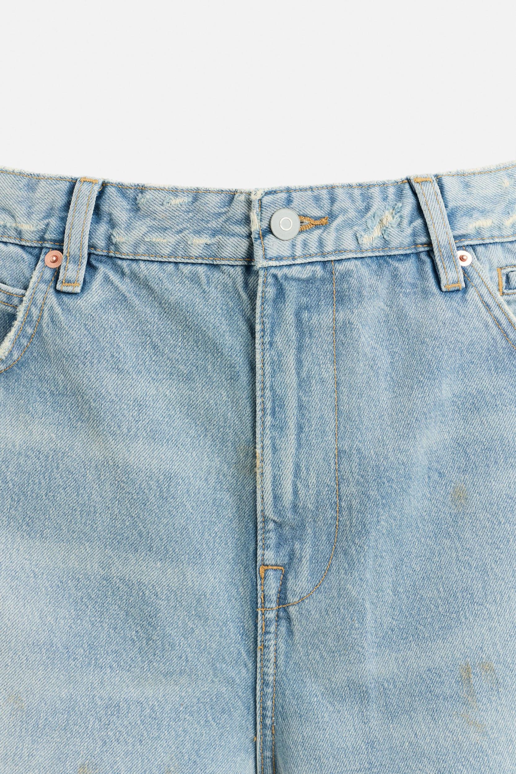 VINTAGE EFFECT BAGGY FIT DENIM SHORTS Product Image
