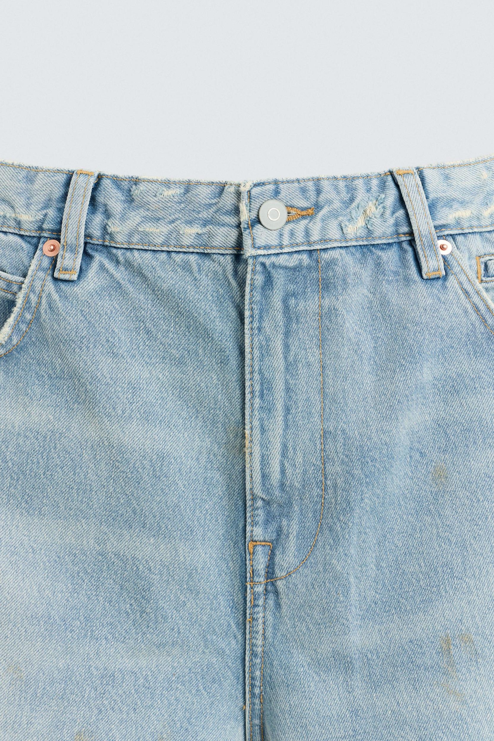 VINTAGE EFFECT BAGGY FIT DENIM SHORTS Product Image