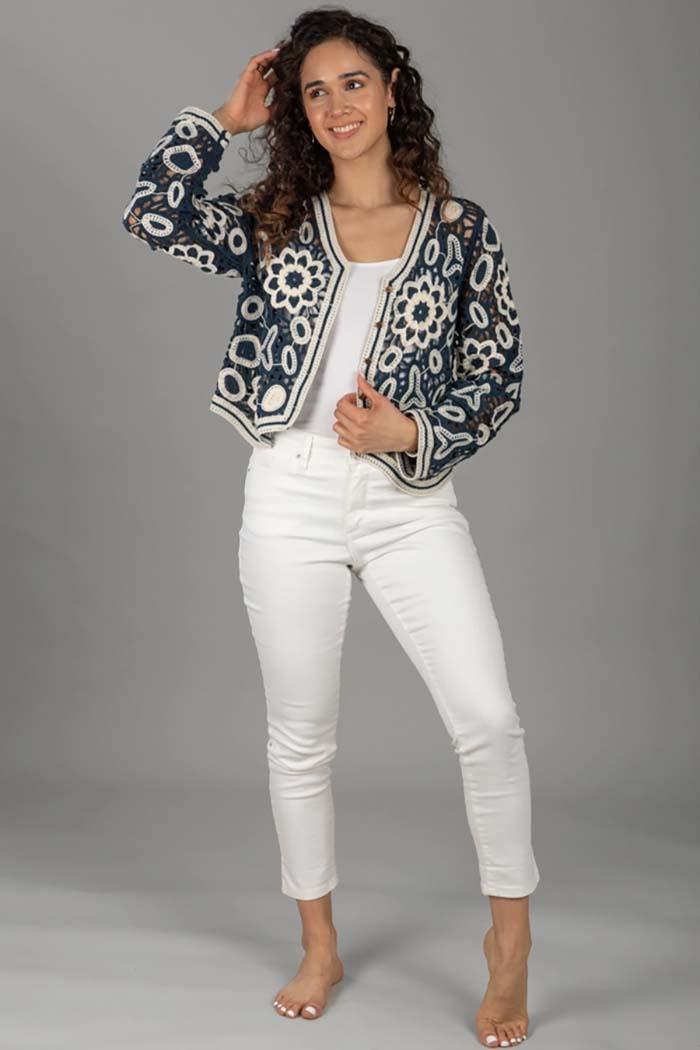 Floral Lace Crochet Short Jacket Product Image