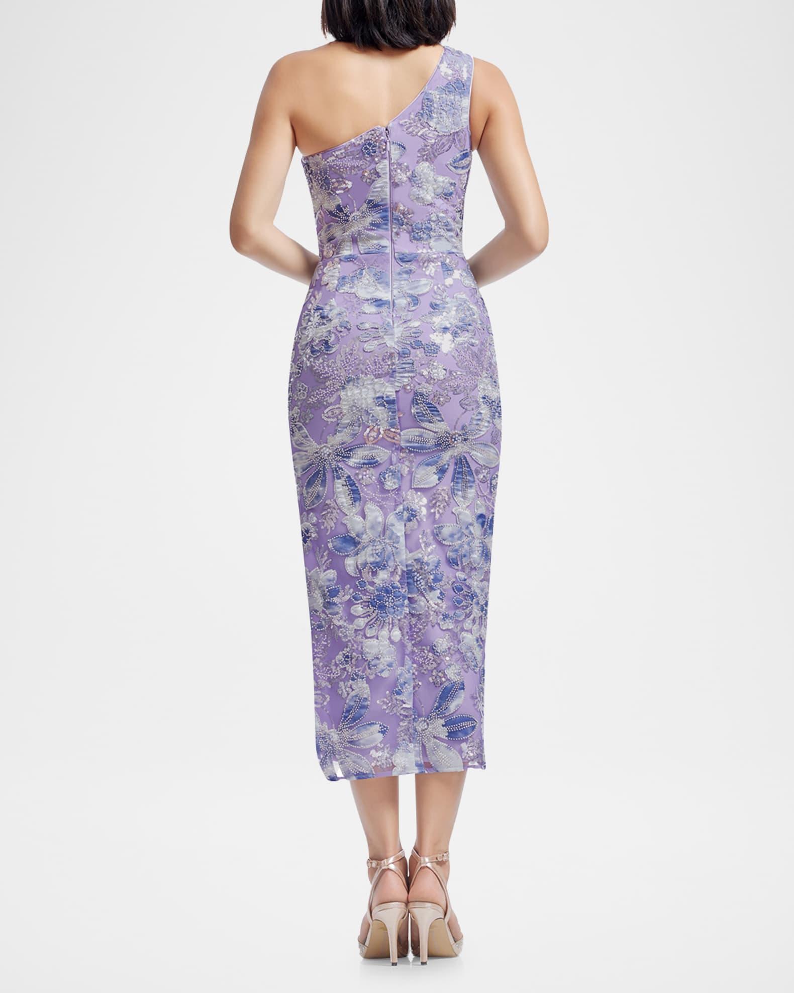 Magnolia One-Shoulder Bead & Sequin Midi Dress Product Image