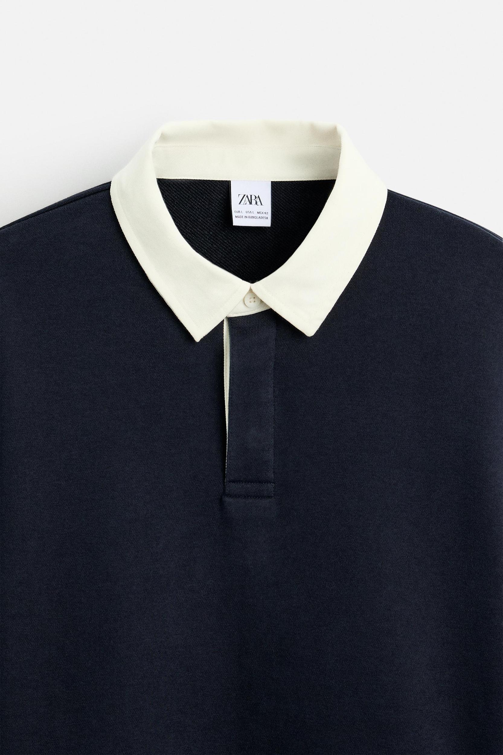 CONTRAST COLLAR POLO SWEATSHIRT Product Image