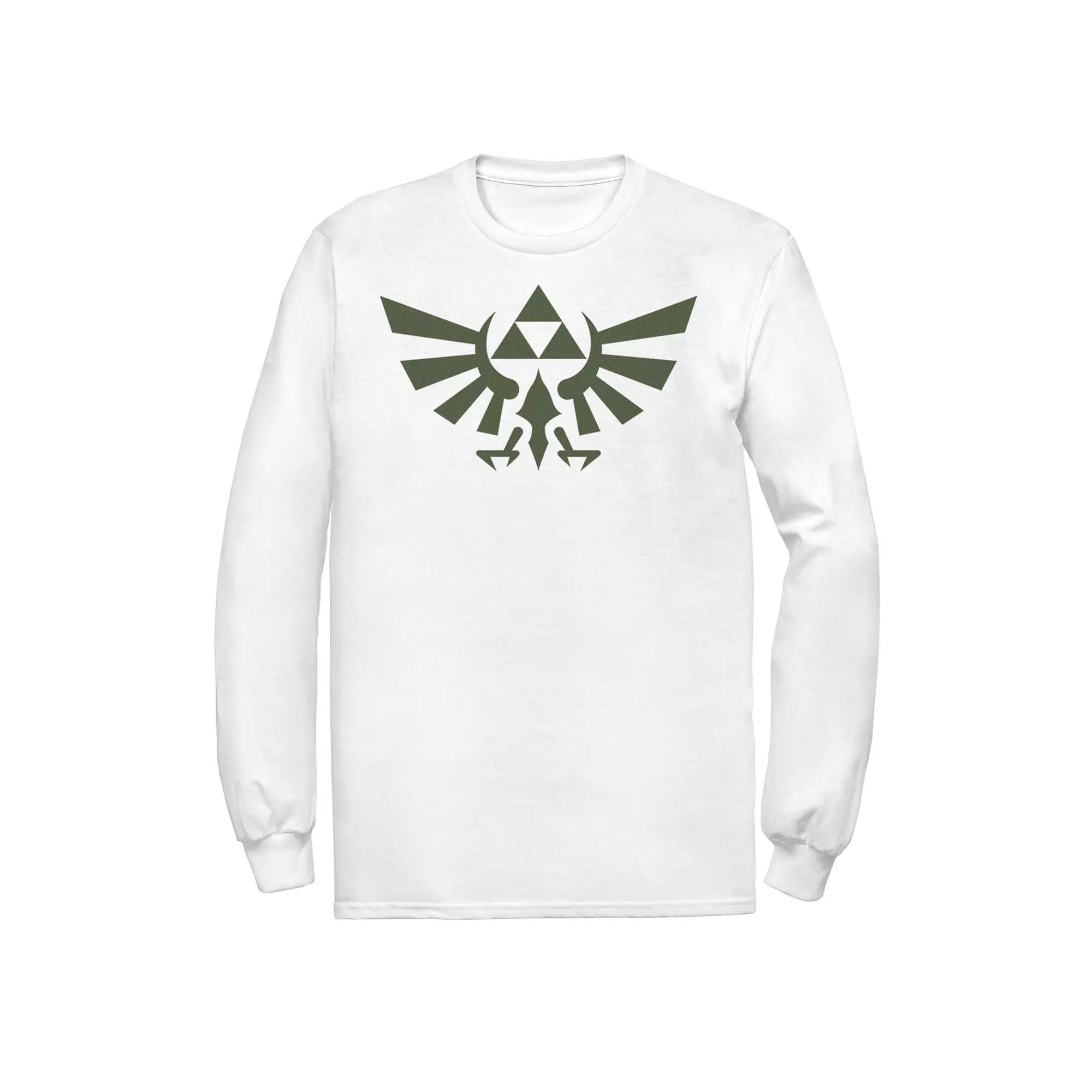 Mens Nintendo Zelda Hyrule Crest Triforce Black Out Logo Long Sleeve Tee Product Image