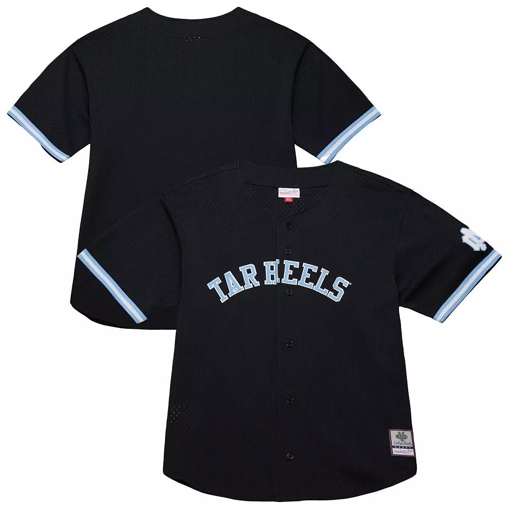 Men's Mitchell & Ness Black North Carolina Tar Heels On The Clock Full-Button Fashion Jersey,  Product Image
