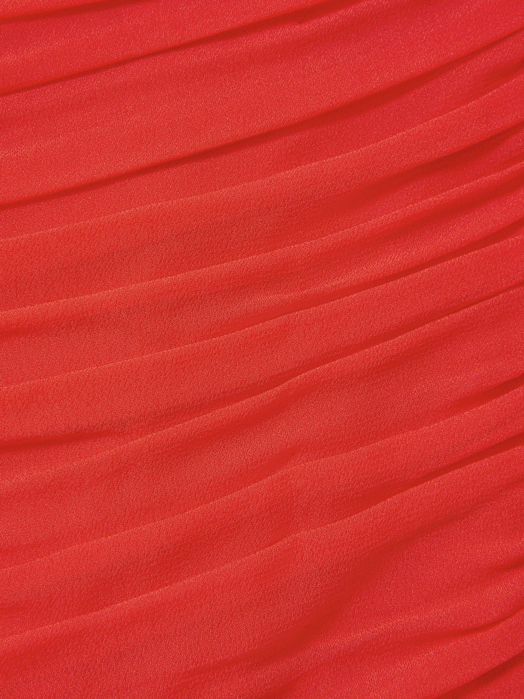 Ruched Bodycon Midi Dress in Coral Product Image