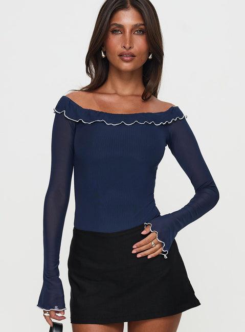 Arsema Off The Shoulder Bodysuit Navy Product Image