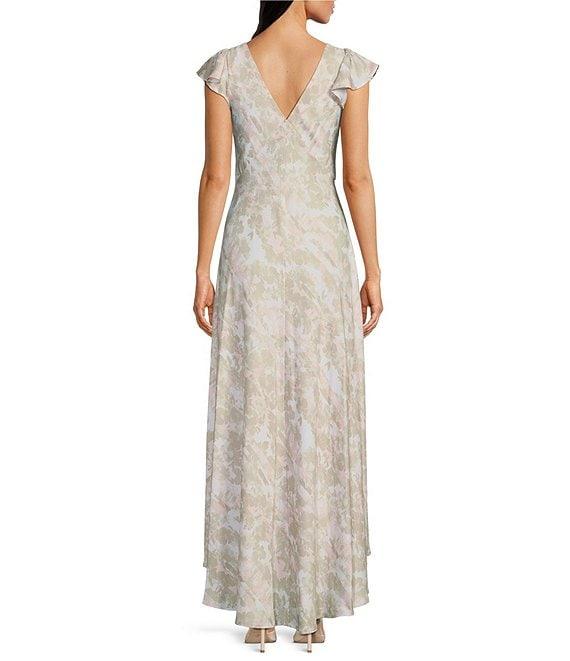 Calvin Klein V-Neck Flutter Sleeve Floral Midi Dress Product Image