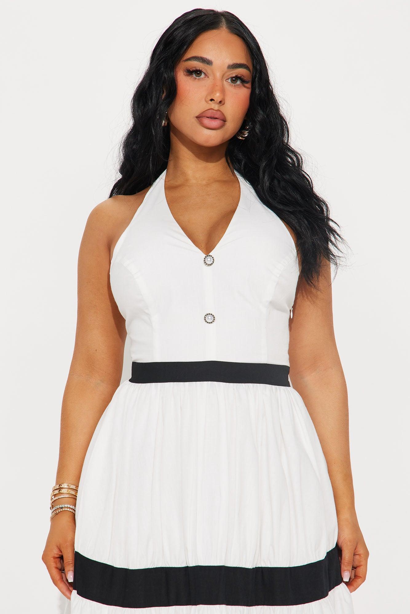Julianna Poplin Maxi Dress - White/Black Product Image
