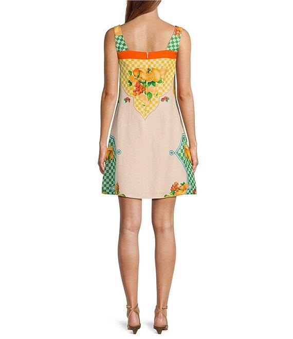 Antonio Melani Eliana Fruit Printed Linen Square Neck Sleeveless Dress Product Image