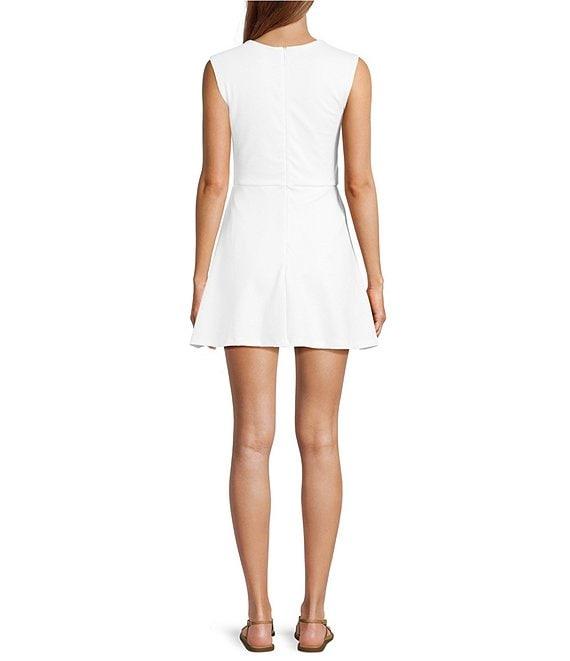 French Connection Lula Ponte Knit Square Neck Sleeveless Skater Mini Dress Product Image