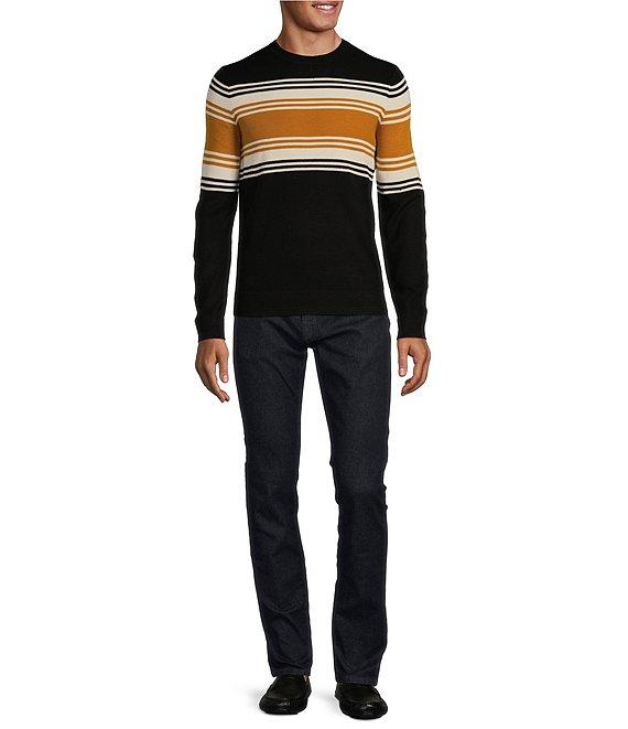 Murano Stripe Textured Long Sleeve Crew Neck Sweater Product Image