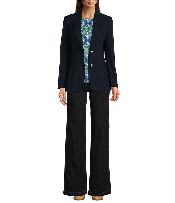 J.McLaughlin Wavesong Catalina Cloth Button Boat Neck 3/4 Sleeve Top Product Image