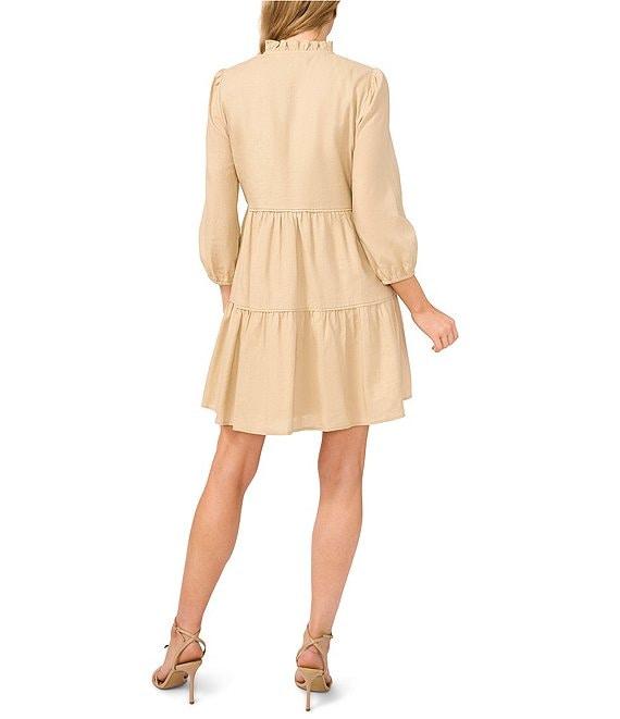 CeCe Split Round Neck Ruffle 3/4 Sleeve Tiered A-Line Dress Product Image