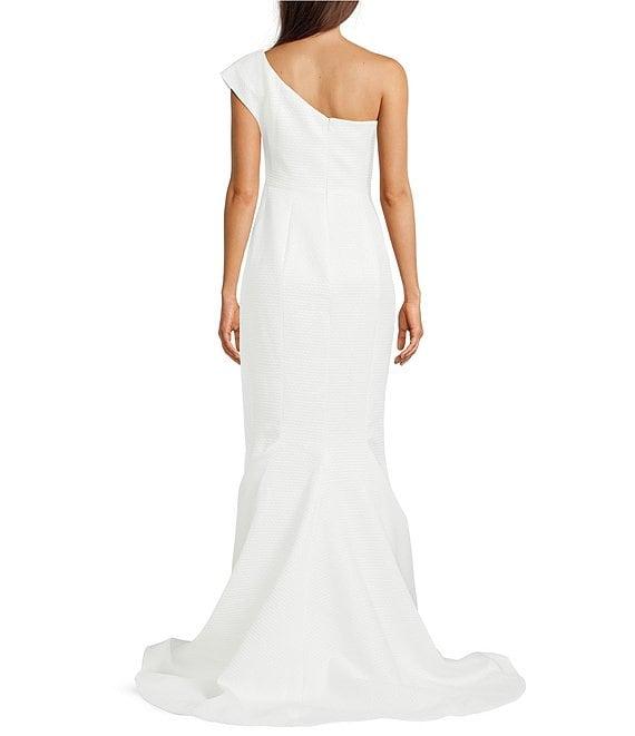 Terani Couture One Shoulder 3D Ruffle Front Front Jacquard Mermaid Gown Product Image